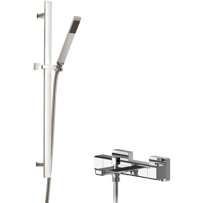 Windon Thermostatic Bath Shower Mixer with Sheer Slider Rail Kit - Chrome - Hudson Reed