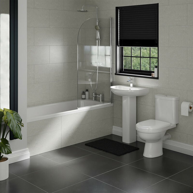 Wholesale Domestic Ideal 1700mm Straight Shower Bath Bathroom Suite - White