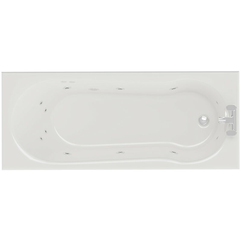 Wholesale Domestic Keyhole 1700mm x 800mm 12 Jet Chrome Flat Jet Single Ended Whirlpool Shower Bath - White