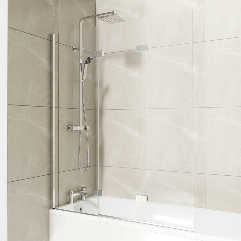 Wholesale Domestic Polished Chrome 1250mm Left Hand Three Panel Infold Bath Shower Screen - Polished Chrome
