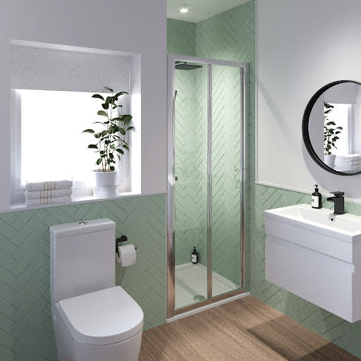 Luxura Bifold Shower Door 900mm with 900 x 900mm Tray - 6mm