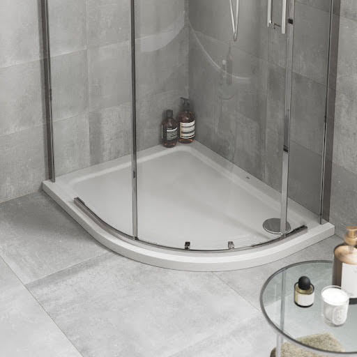 Mira Flight Low Profile 1000 x 800mm Stone Resin Offset Quadrant Shower Tray with Waste - LH 1.1697.022.WH