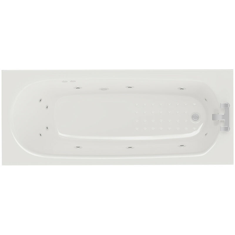 Wholesale Domestic Monte Carlo 1700mm x 700mm 12 Jet Chrome Flat Jet Textured Base Anti Slip Single Ended Whirlpool Bath - White