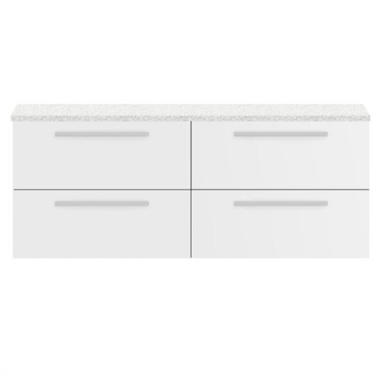 Quincy 144cm Wall Vanity With White Worktop In Gloss White