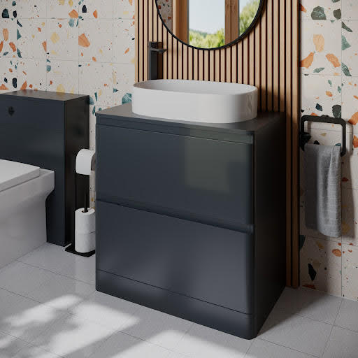 Regis Forma Anthracite Grey Freestanding Vanity Unit & Affine Lorient Countertop Basin 800mm