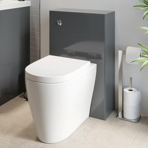 Regis Forma Grey Gloss Back To Wall Toilet Unit & D Shape Bordeaux Toilet 500mm