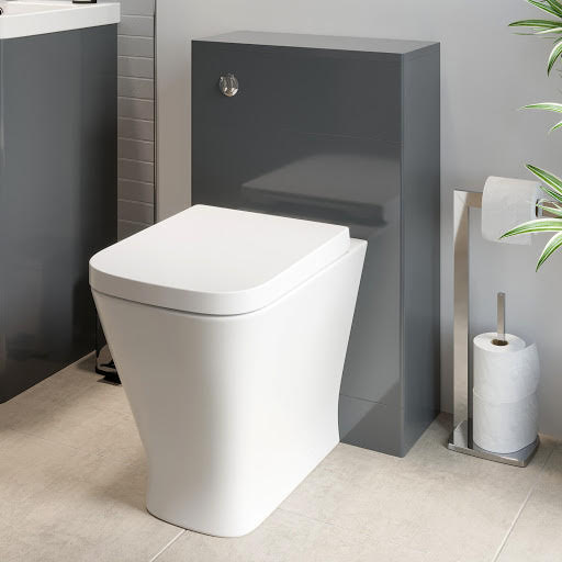 Regis Forma Grey Gloss Back To Wall Toilet Unit & Square Marseille Toilet 500mm