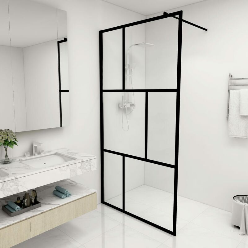 Berkfield Home - Royalton Walk-in Shower Wall with Tempered Glass Black 100x195 cm