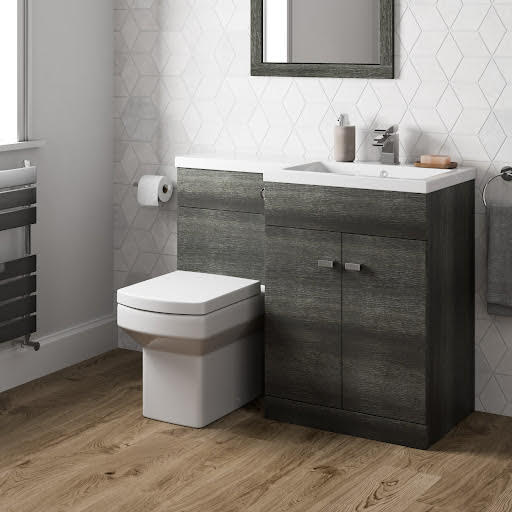 Royan Toilet & Artis Breeze Grey Vanity Unit Combination with Door 1100mm - Right Hand