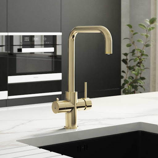 Sauber Elise 3-in-1 Boiling Water Kitchen Tap with Tank - Brushed Brass