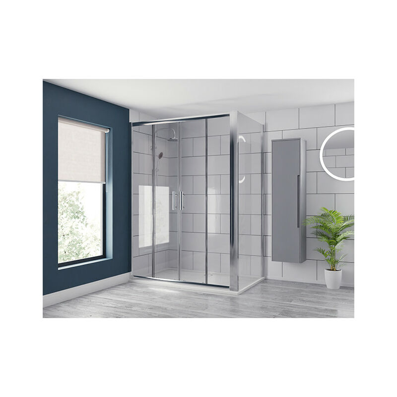 Wholesale Domestic Series 6 Chrome 1400mm x 760mm Double Sliding Door Shower Enclosure - Silver