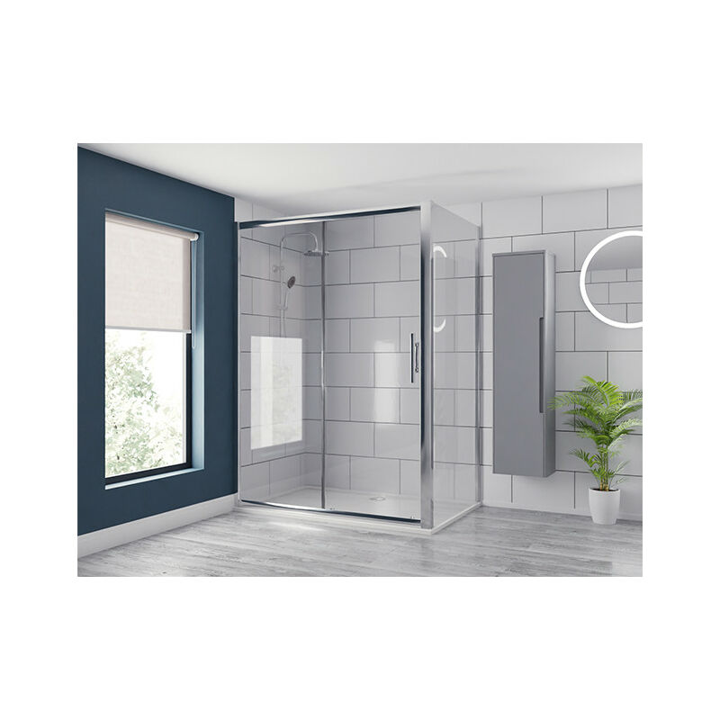 Wholesale Domestic Series 8 Chrome 1400mm x 700mm Sliding Door Shower Enclosure - Silver