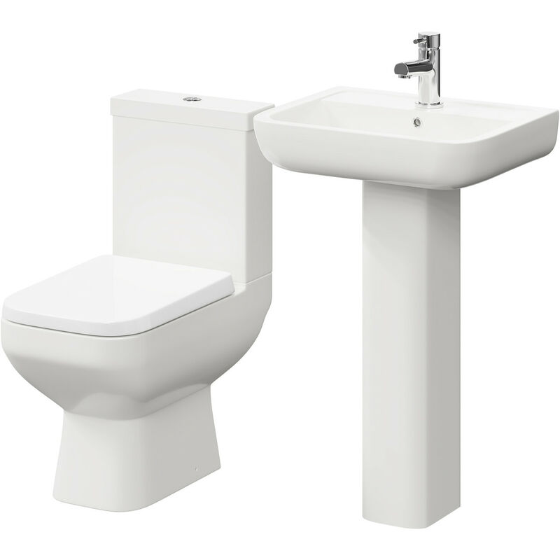 Wholesale Domestic Sirus 520mm Full Pedestal Basin and Toilet Suite - White