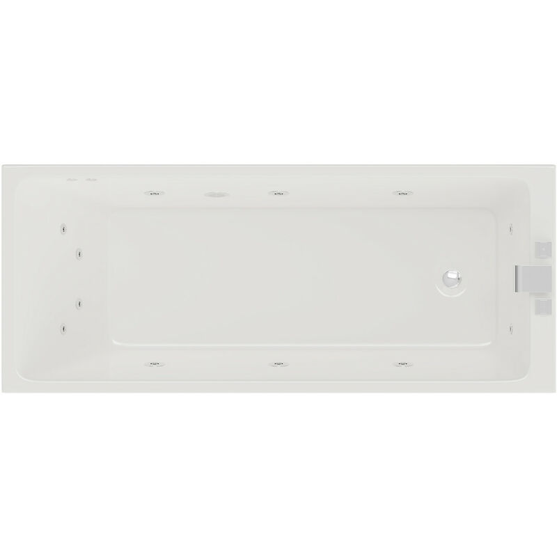Wholesale Domestic Slim Edge 1800mm x 800mm 12 Jet Chrome Flat Jet Single Ended Whirlpool Bath - White