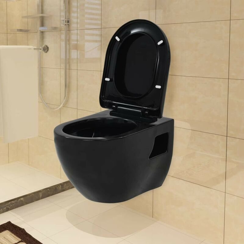Wall-Hung Toilet Ceramic Black VDTD05024