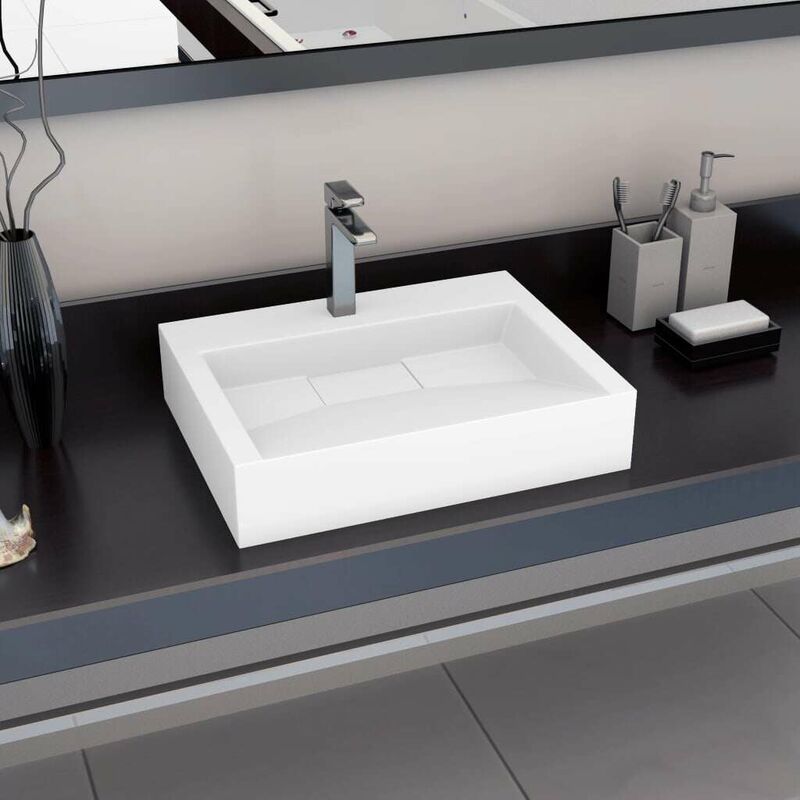 Wash Basin 60x38x11 cm Mineral Cast/Marble Cast White VDTD05902