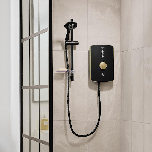 Triton Amala Electric Shower Matt Black & Brushed Brass 9.5kW