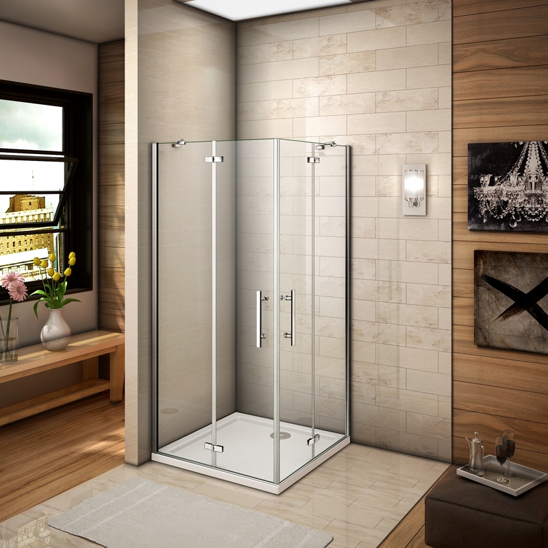 1000x1000x1850mm Two Frameless Pivot Hinge Doors Walk In Shower Enclosure Glass Screen Cubicle