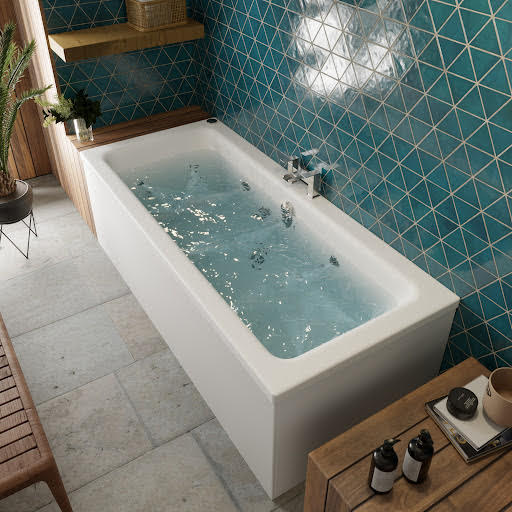 Vitura Square Whirlpool Bath with 14 Jets - Double Ended 1700 x 750mm