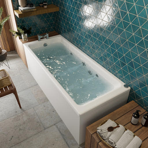 Vitura Square Whirlpool Bath with 6 Jets - Single Ended 1700 x 750mm