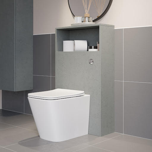 Vitusso Garda Concrete Back to Wall Unit & Affine Rimless Toilet - 600mm