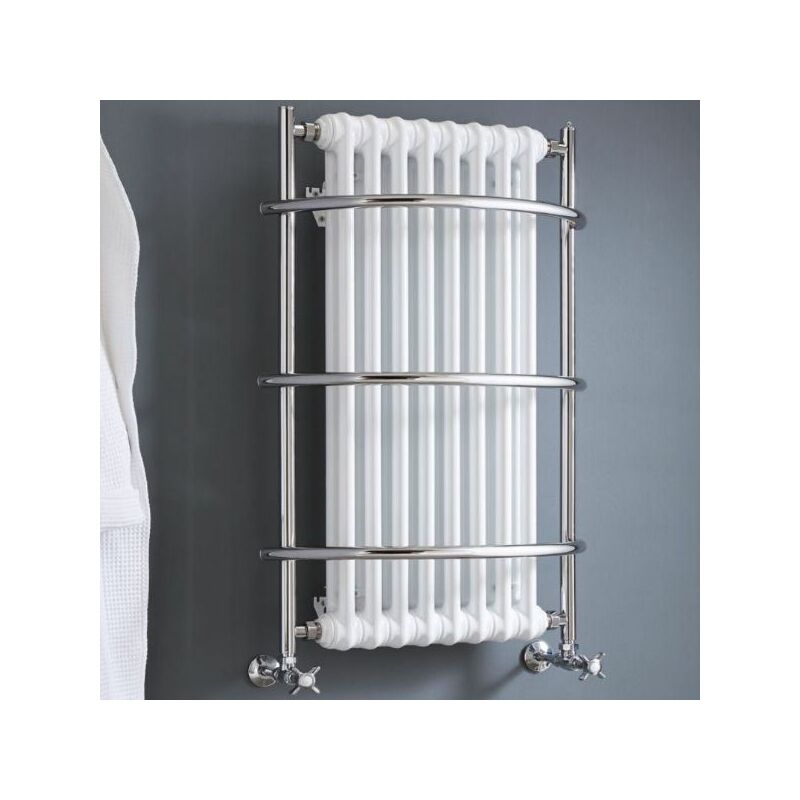 Nexus Grand iv Straight Central Heating Towel Rail - 900mm x 590mm - Chrome - Chrome - Vogue