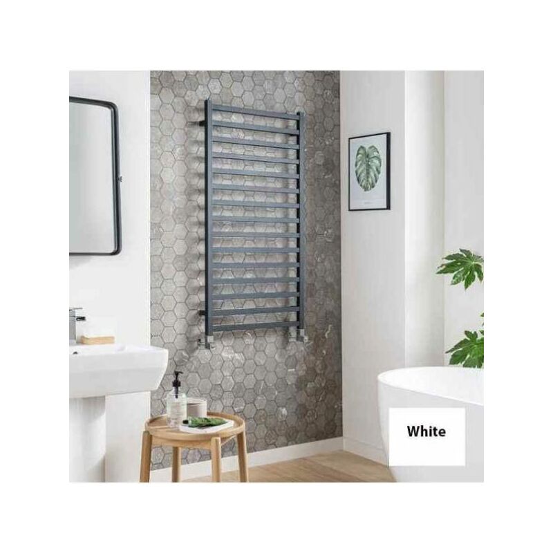 Vogue Serene Ladder Straight Dual Fuel Towel Rail - 1000mm x 500mm - White - White