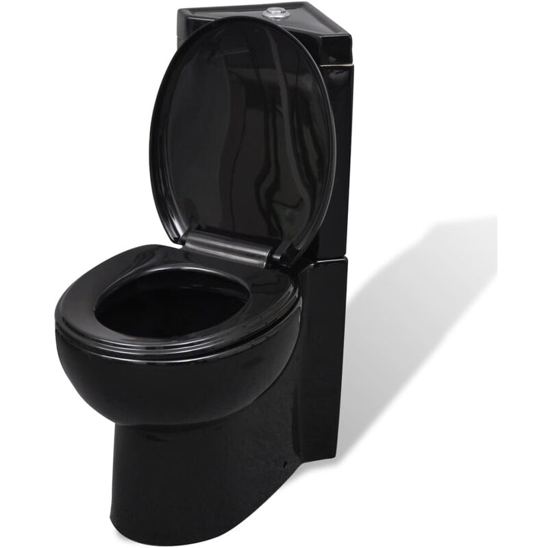 WC Ceramic Toilet Bathroom Corner Toilet Black vidaXL - Black