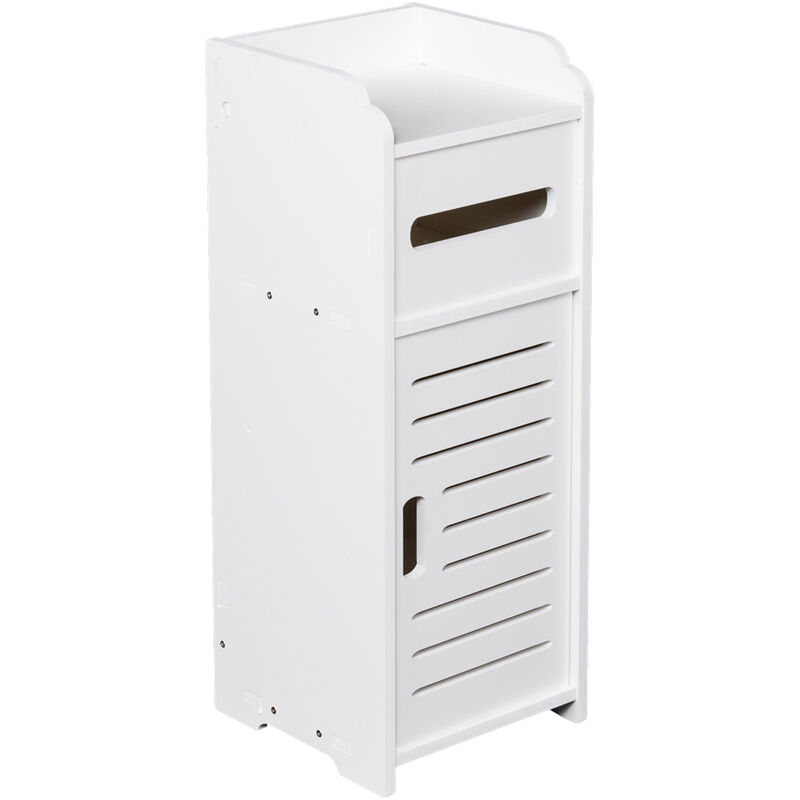 White Wooden Single Door Bathroom Storage Cupboard Cabinet Standing Unit