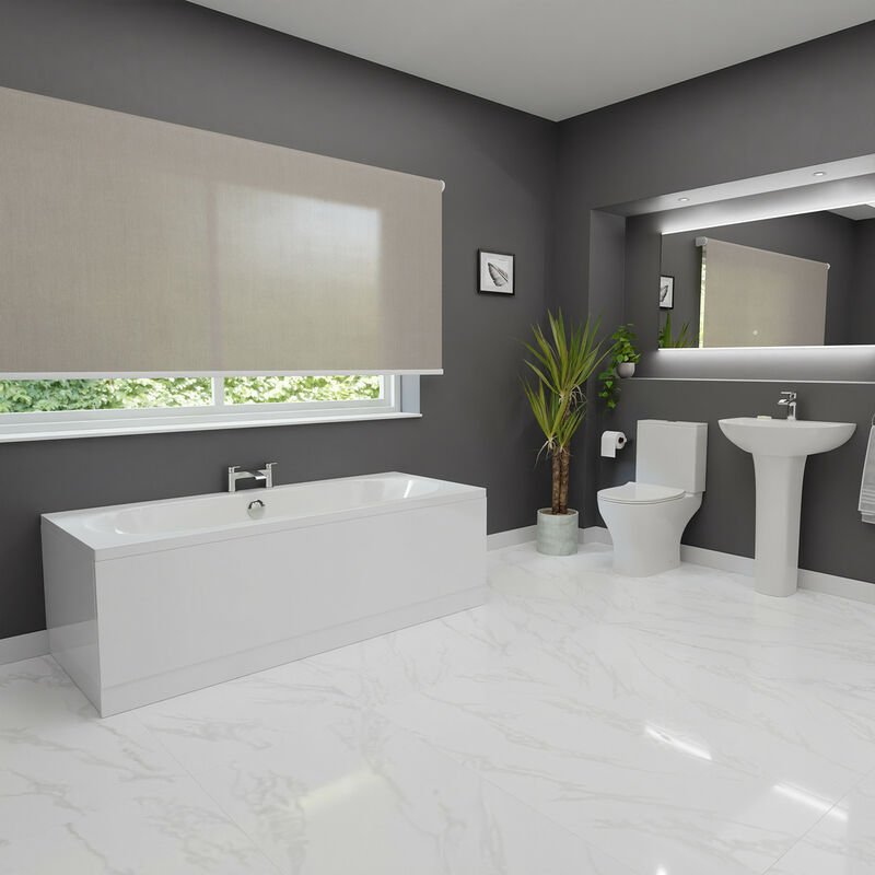 Wholesale Domestic Henley White 550mm Basin and 1700mm Straight Double Ended Bathroom Suite - White