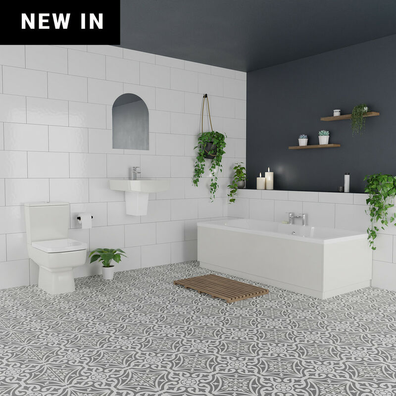 Wholesale Domestic Miller White 520mm Basin and 1700mm x 750mm Left Hand Straight Single Ended Bathroom Suite - White