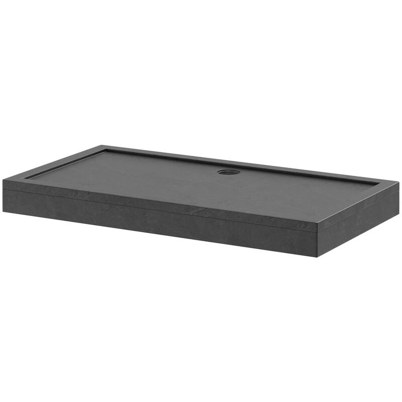 Wholesale Domestic Pearlstone Slate 1500mm x 800mm x 40mm Rectangular Shower Tray and Plinth - Slate Grey
