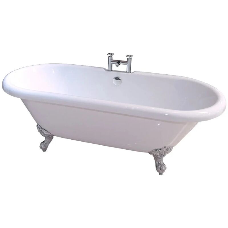 Windsor 1795mm x 785mm Double Ended Freestanding Roll Top Bath with Matt Black Claw Feet