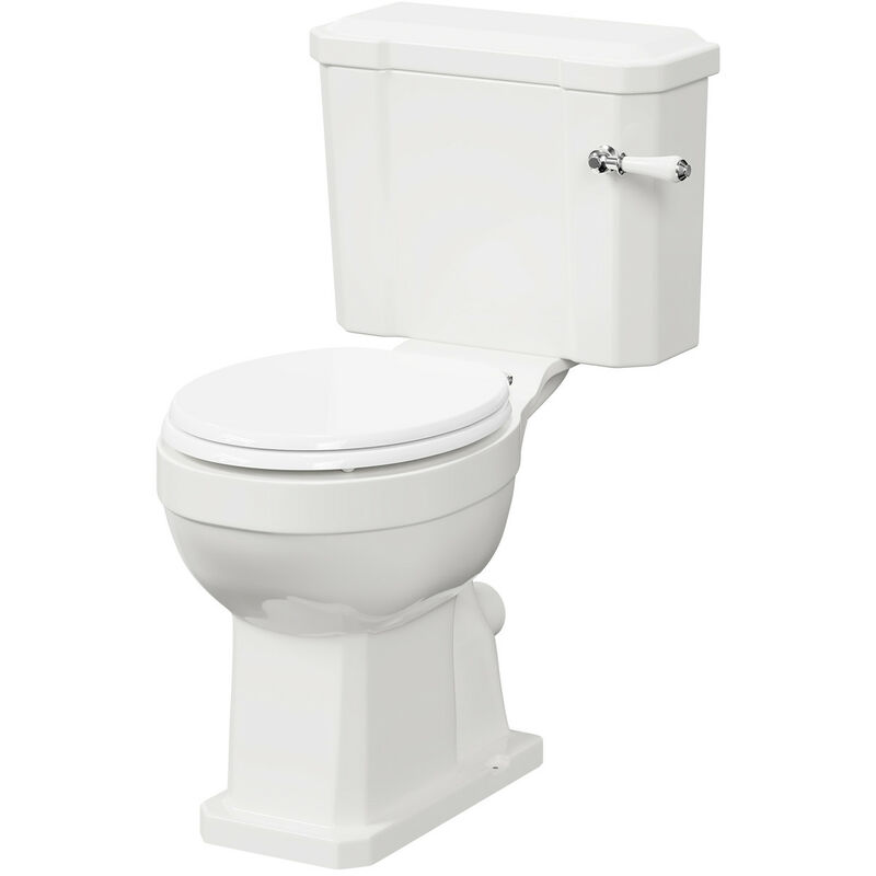 Windsor Traditional Comfort Height Close Coupled Toilet with Soft Close Toilet Seat - White