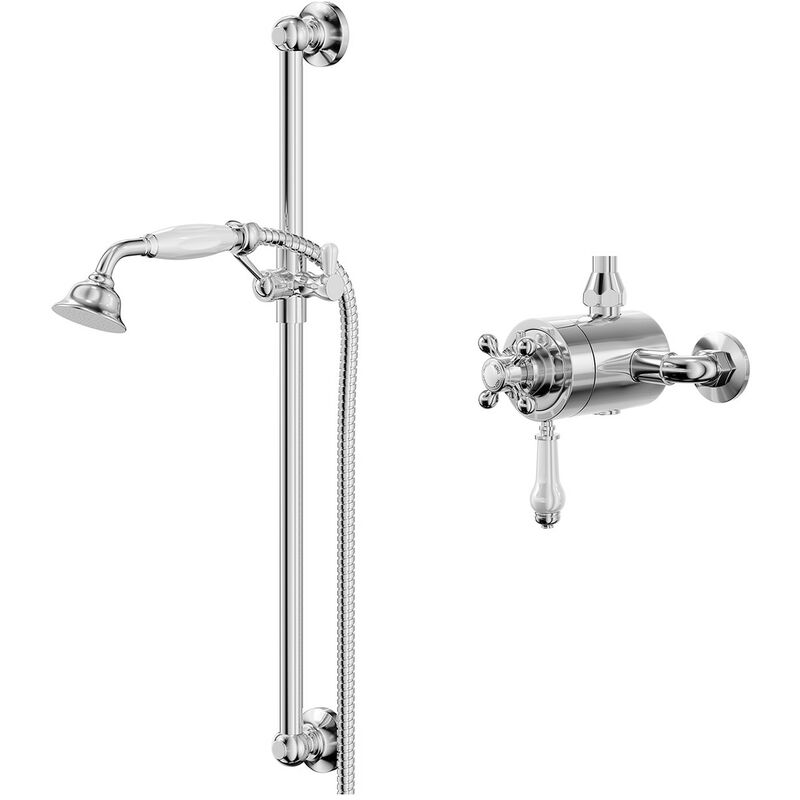 Windsor - Traditional Polished Chrome Exposed Thermostatic Shower Valve with Slide Rail Kit - Chrome