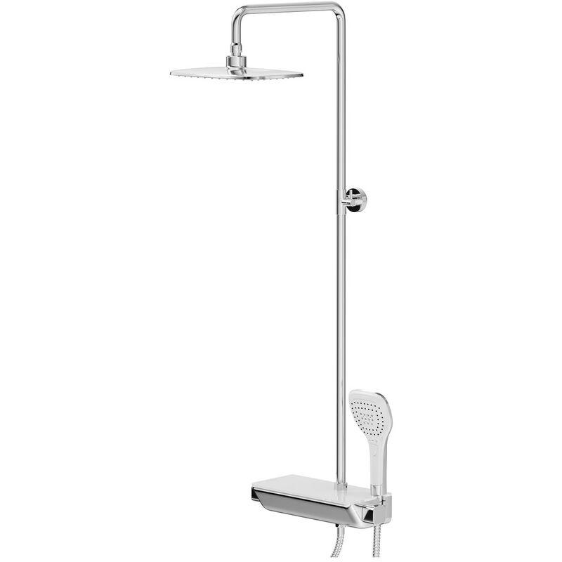 Zeta Thermostatic Rigid Riser and Handset Shower System - Chrome - Wholesale Domestic