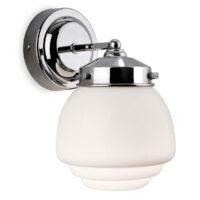Art 1 Light Bathroom Indoor Wall Light Chrome, Opal White Glass IP44, E27