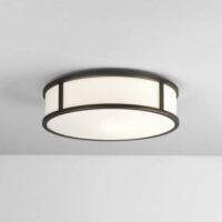 Mashiko Medium Round Bathroom Flush Ceiling Light Bronze Effect IP44, E27