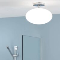 Zeppo 1 Light Semi Flush Bathroom Globe Ceiling Light Polished Chrome IP44, E27