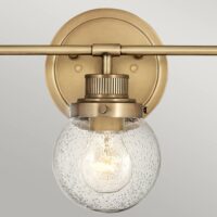 Quintiesse Poppy bathroom wall light, 3-bulb, brass