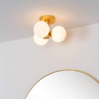 Lucide Trudy bathroom ceiling light 3-bulb matt gold/opal
