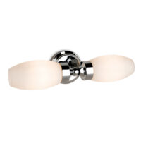 Reef 2 Light Bathroom Wall Light Chrome with Opal Glass IP44, E14