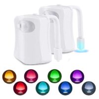 2pcs Toilet Lamp, LED Night Light, Motion Sensor LED Toilet Lights for Bathroom, Toilet Bucket, Cabinet, Sink, Bowl Seat, 8 Color Change, Use in the