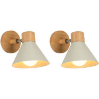 2X) Retro Indoor Wall Light Metal Wall Lamp E27 Vintage Wall Sconce For Bedroom Living Room Bathroom (White)