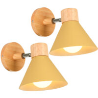 2X) Retro Indoor Wall Light Metal Wall Lamp E27 Vintage Wall Sconce For Bedroom Living Room Bathroom (Yellow)