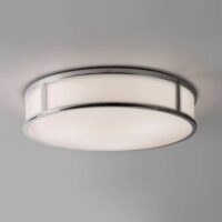 Mashiko 3 Light Large Bathroom Flush Ceiling Light Polished Chrome IP44, E27