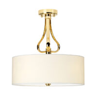 Falmouth 3 Light Semi Flush Bathroom Ceiling Light Gold IP44, G9