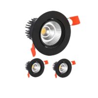 Aougo - 3 x led Downlights,9W cob Recessed Ceiling Light,Cool White 6000K,900LM,AC 220-240V,Ra≥90,Cutout 90-100mm,Beam Angle 24°,IP44,For Bathroom,