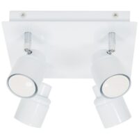 Benton Adjustable Spotlight IP44 Rated Square 4 Way Bathroom Flush Ceiling Light