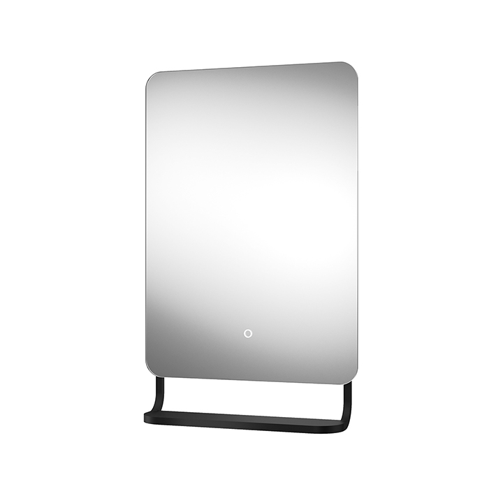 Harbour 800x500mm LED Bathroom Mirror, Black, With Shelf